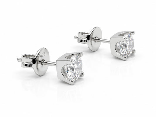 Stříbrné puzetové náušnice - zirkon 6mm