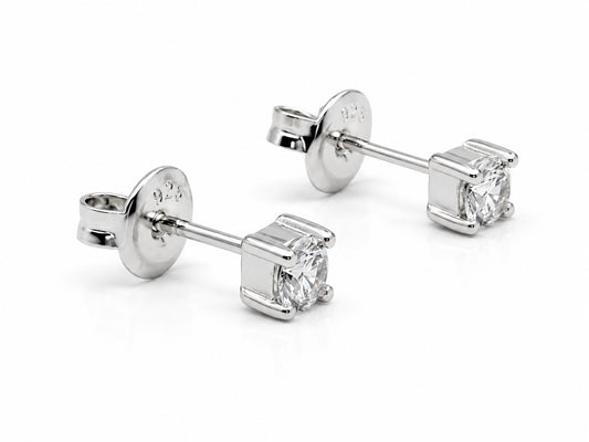 Stříbrné puzetové náušnice - zirkon 4mm